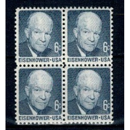 SUA 1970 - Uzual 6c Eisenhower, bloc de 4 neuzat