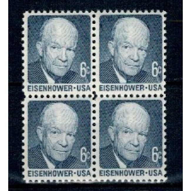 SUA 1970 - Uzual 6c Eisenhower, bloc de 4 neuzat