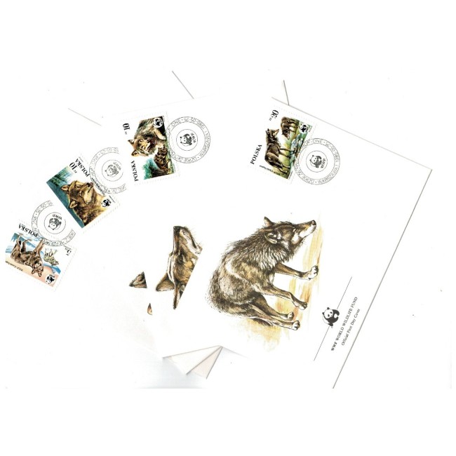 Polonia 1985 - Fauna WWF, lupi, serie plicuri prima zi