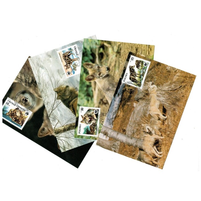Polonia 1985 - Fauna WWF, lupi, serie maxime