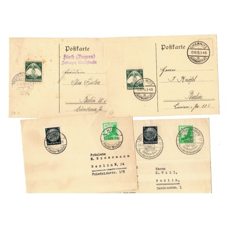 Deutsches Reich 1935-1942 - Lot 7 carti postale/decupaje cu stampile speciale