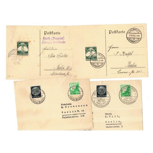 Deutsches Reich 1935-1942 - Lot 7 carti postale/decupaje cu stampile speciale