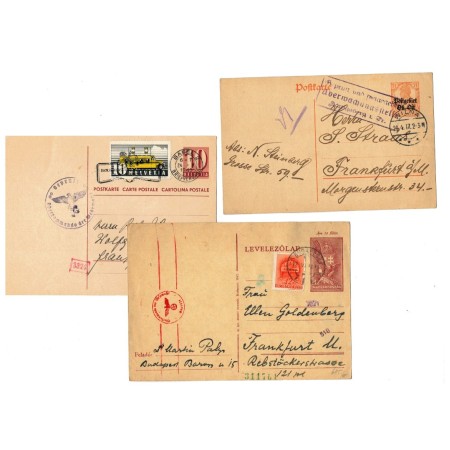 Lot 3 carti postale vechi cu cenzuri militare Germane, WW1, WW2