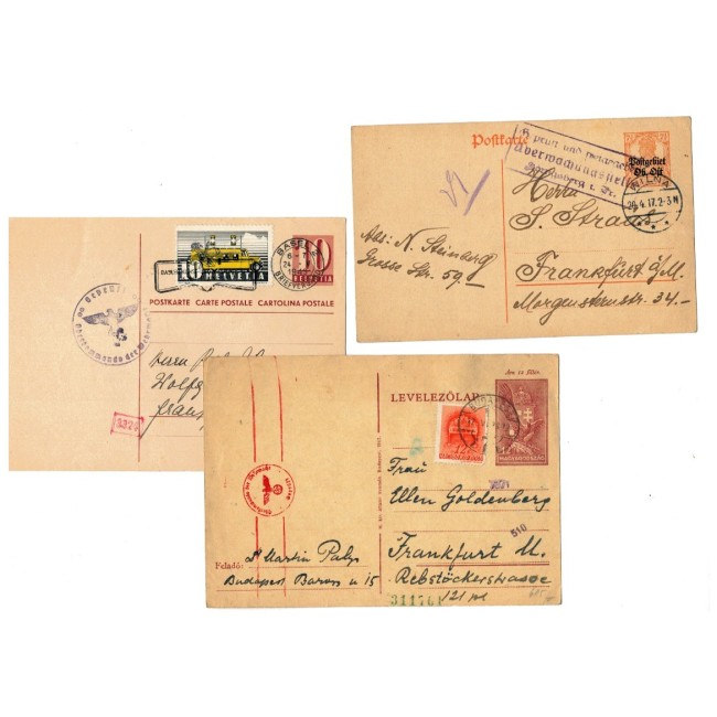 Lot 3 carti postale vechi cu cenzuri militare Germane, WW1, WW2
