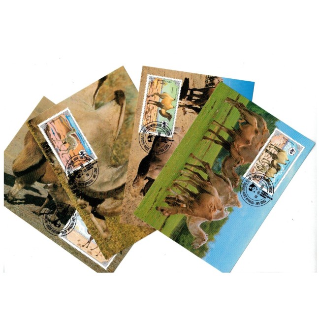 Mongolia 1985 - Fauna WWF, serie carti postale maxime