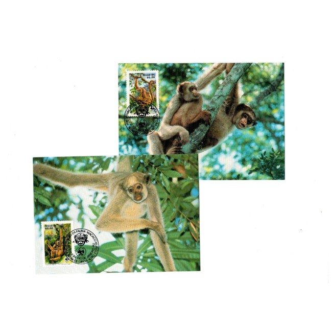 Brazilia 1984 - Fauna WWF, maimuțe, serie carti postale maxime