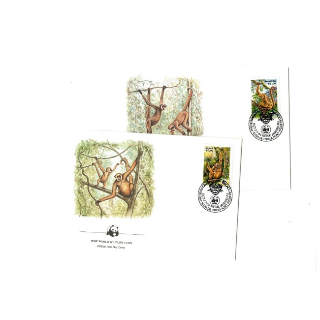Brazilia 1984 - Fauna WWF, maimute, serie plicuri prima zi