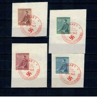 Boemia si Moravia 1942 - Ziua lui Hitler, serie cu stampila prima zi Praga, pe fragmente