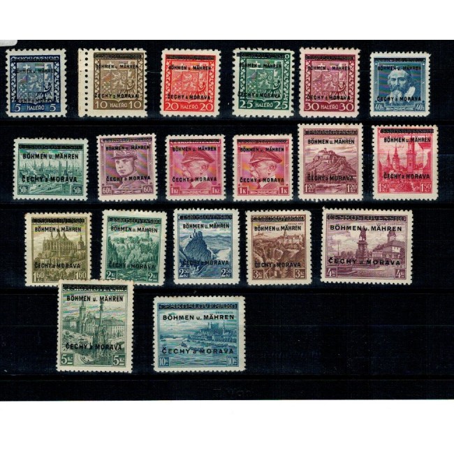 Boemia si Moravia 1939 - Uzuale, motive locale, supratipar pe Cehoslovacia, serie nestampilata, cu parafa