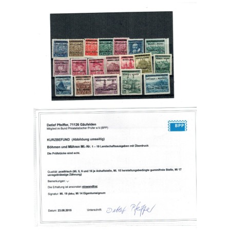 Boemia si Moravia 1939 - Uzuale, motive locale, supratipar pe Cehoslovacia, serie neuzata, cu expertiza