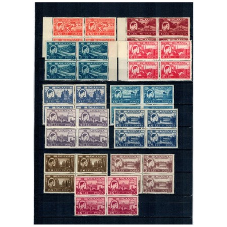 1947 - Uzuale Mihai, vederi, serie neuzata in blocuri de 4