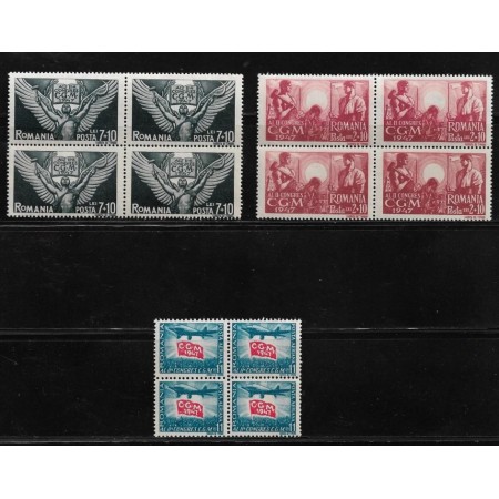 1947 - Al 2-lea congres CGM, serie neuzata in blocuri de 4