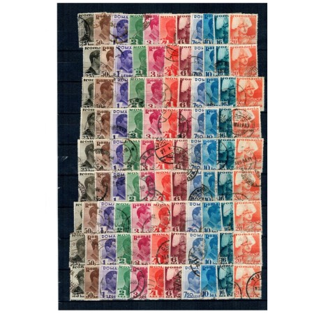 Romania 1935 - Carol II uzuale cu POSTA, lot 9 serii ștampilate
