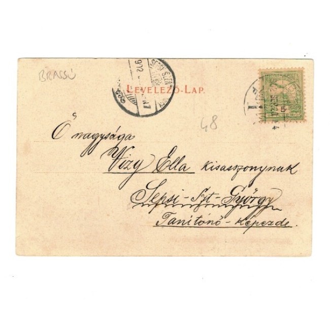 Brasov 1902 - Gimnaziul romano-catolic, ilustrata circulata