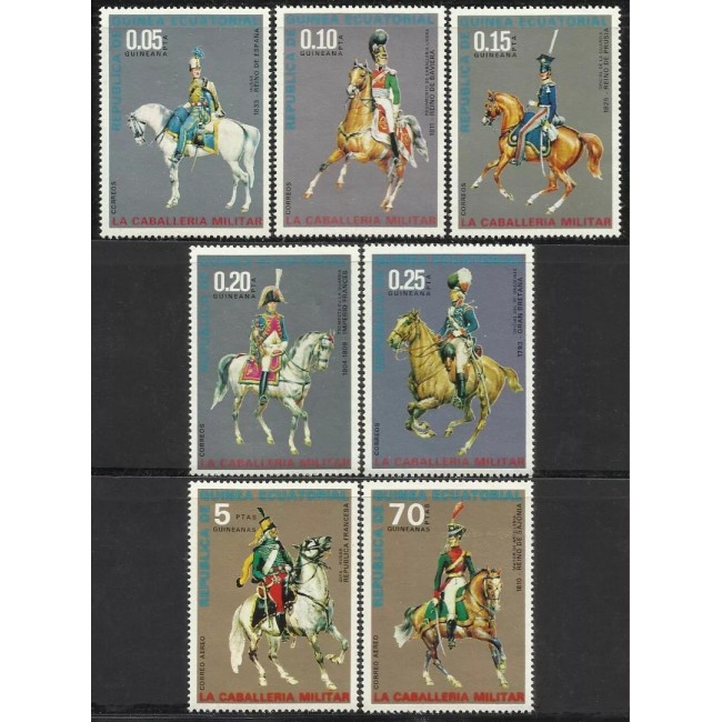 Guinea Ecuatoriala 1976 - Uniforme de cavalerie, cai, serie neuzata