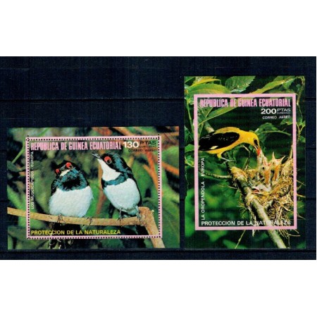 Guinea Ecuatoriala 1976 - Păsări din Europa, colite neuzate