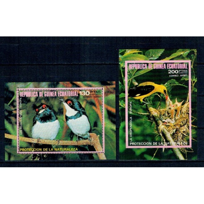 Guinea Ecuatoriala 1976 - Păsări din Europa, colite neuzate