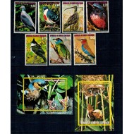 Guinea Ecuatoriala 1976 - Păsări din Asia, serie si colite neuzate