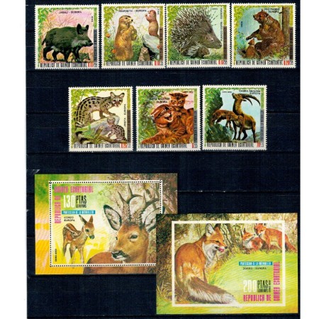 Guinea Ecuatoriala 1976 - Fauna din Europa, animale, serie si colite neuzate