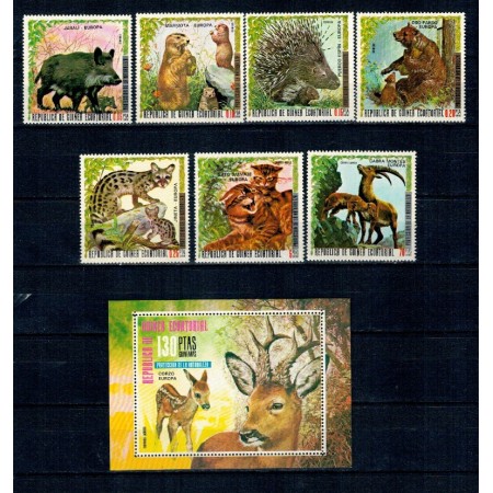Guinea Ecuatoriala 1976 - Fauna din Europa, animale, serie si colita neuzata