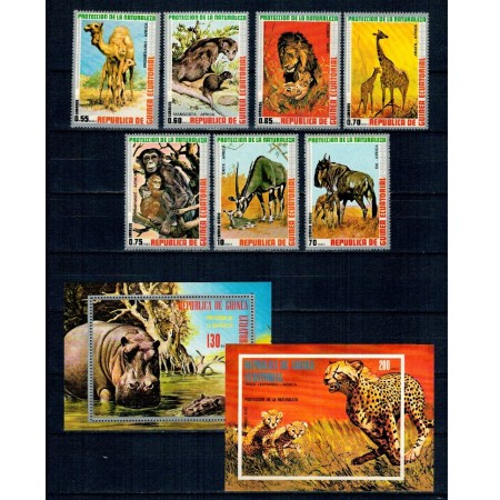 Guinea Ecuatoriala 1974 - Fauna din Africa, animale, serie si colite neuzate