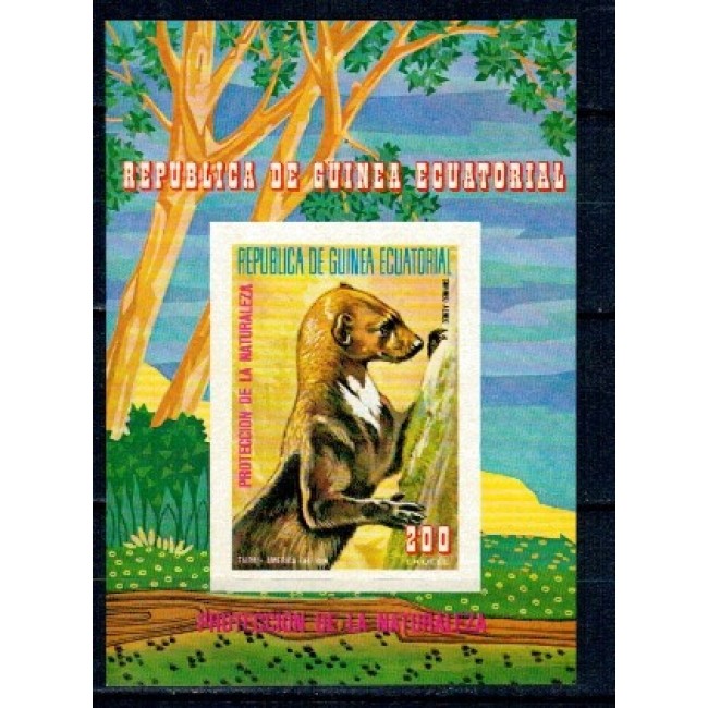 Guinea Ecuatoriala 1977 - Fauna din America de Sud, colita nedantelata neuzata