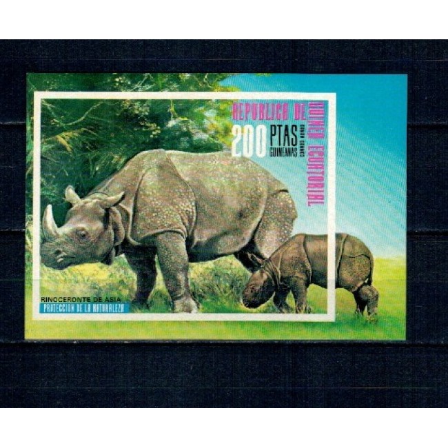 Guinea Ecuatoriala 1976 - Fauna din Asia, animale, elefant,colita nedantelata neuzata