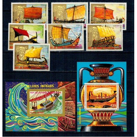 Guinea Ecuatoriala 1978 - Vapoare din antichitate, serie si colite neuzate