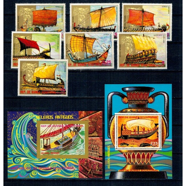 Guinea Ecuatoriala 1978 - Vapoare din antichitate, serie si colite neuzate