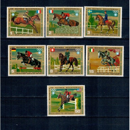 Guinea Ecuatoriala 1972 - Jocurile Olimpice, călărie, sport, cai, serie neuzata