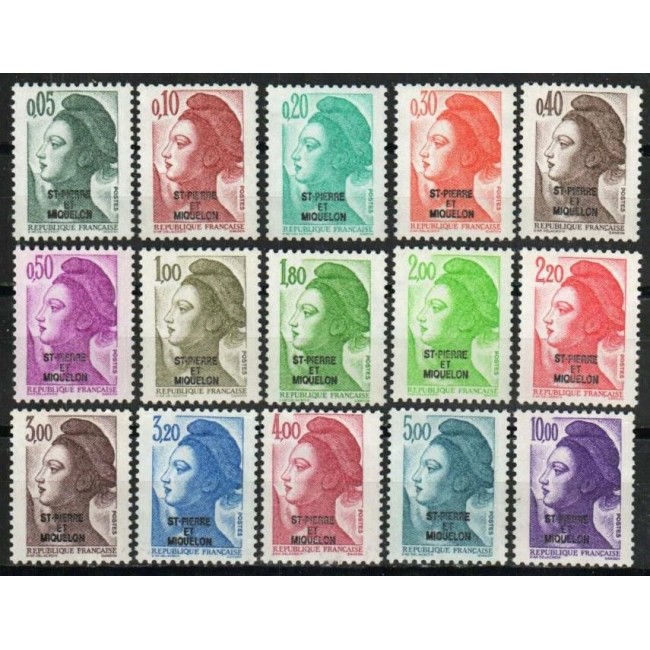 St. Pierre et Miquelon 1986 - Uzuale, Liberty, supratipar pe Franța, serie neuzata