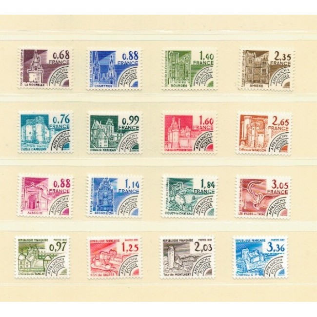 Franta 1979-1982 - Clădiri istorice, uzuale preobliterate, serie neuzata