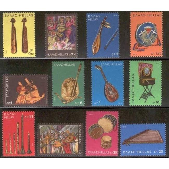 Grecia 1975 - Instrumente muzicale, serie neuzata