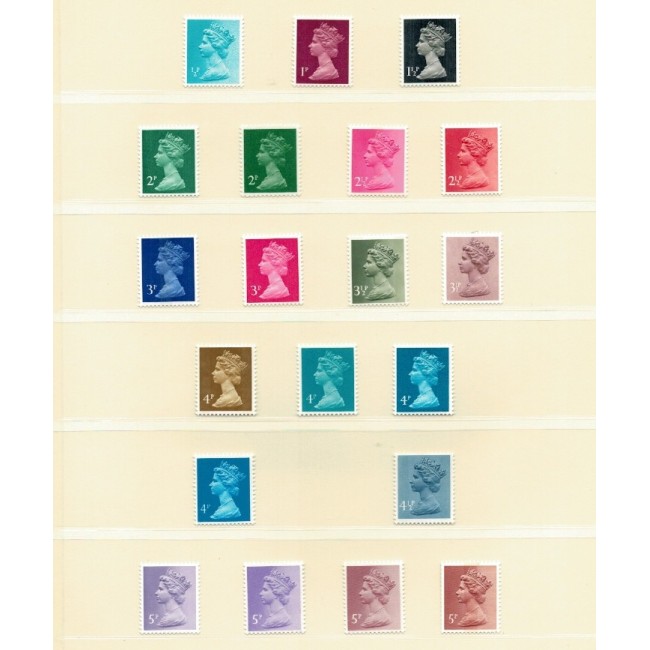 Marea Britanie 1971-1987 - Uzuale Regina Elisabeta II, set neuzat