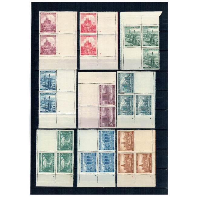 Boemia si Moravia 1939 - Uzuale, arhitectura, cu margine alba, cu steluța, blocuri neuzate