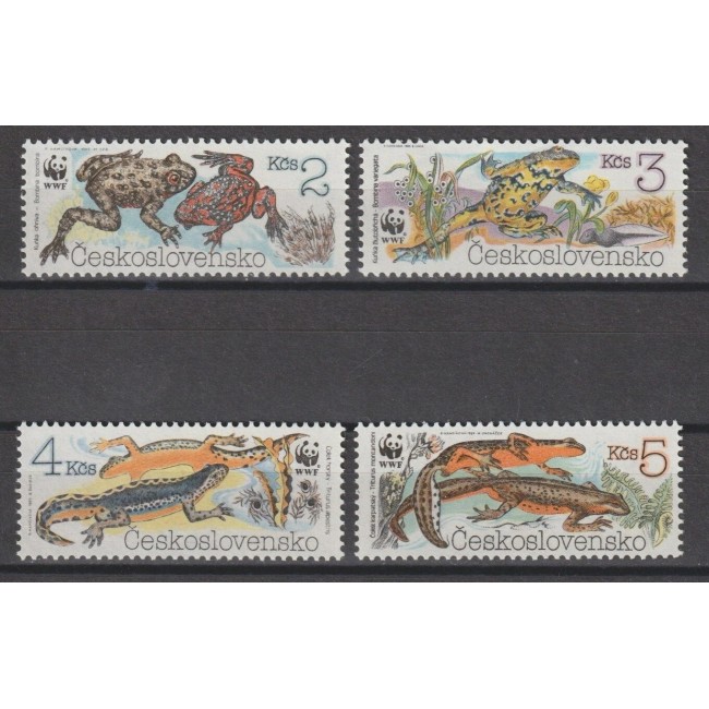 Cehoslovacia 1989 - Fauna WWF, amfibieni, serie neuzata