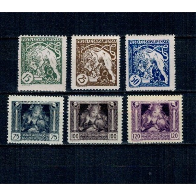 Cehoslovacia 1919 - Legionari, uzuale, serie dantelata nestampilata cu sarniere