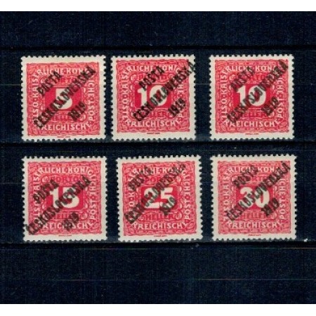 Cehoslovacia 1919 - Supratipar pe Austria, porto, serie nestampilata, incompleta, cu sarniere