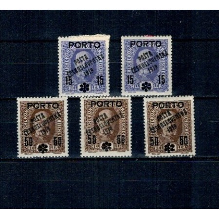 Cehoslovacia 1919 - Supratipar pe Austria, Franz Iosif, lot neștampilat, cu sarniere