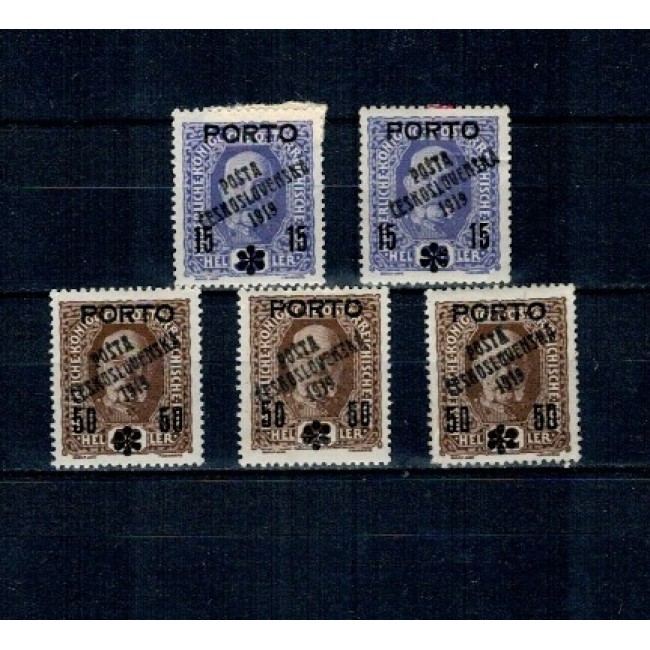 Cehoslovacia 1919 - Supratipar pe Austria, Franz Iosif, lot neștampilat, cu sarniere