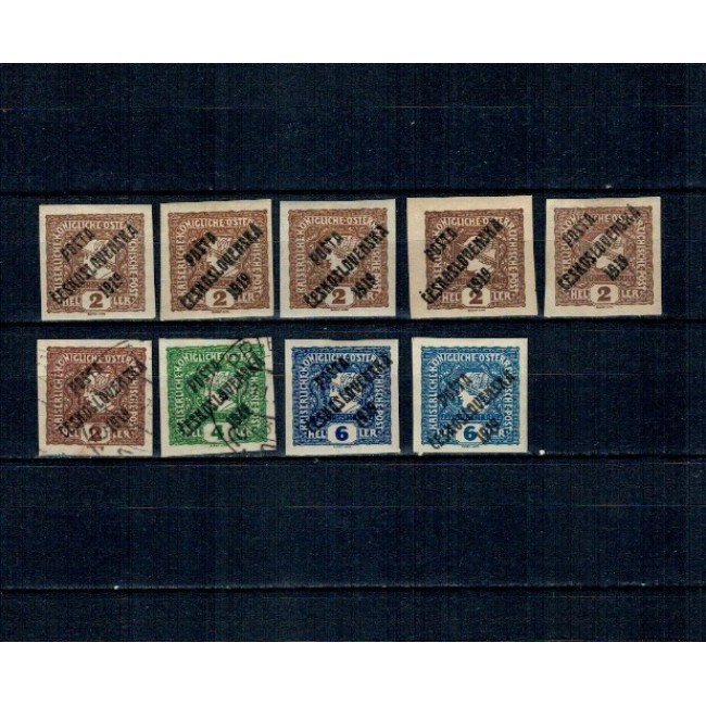 Cehoslovacia 1919 - Supratipar pe Austria, marci pentru ziare, lot marci stampilate si nestampilate
