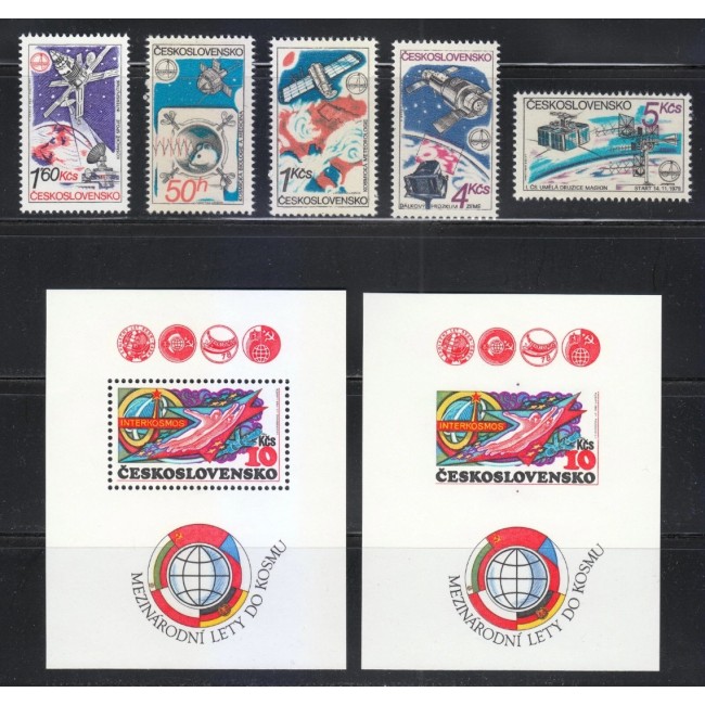 Cehoslovacia 1980 - Cosmonautica, serie si colita dantelata + nedantelata neuzata