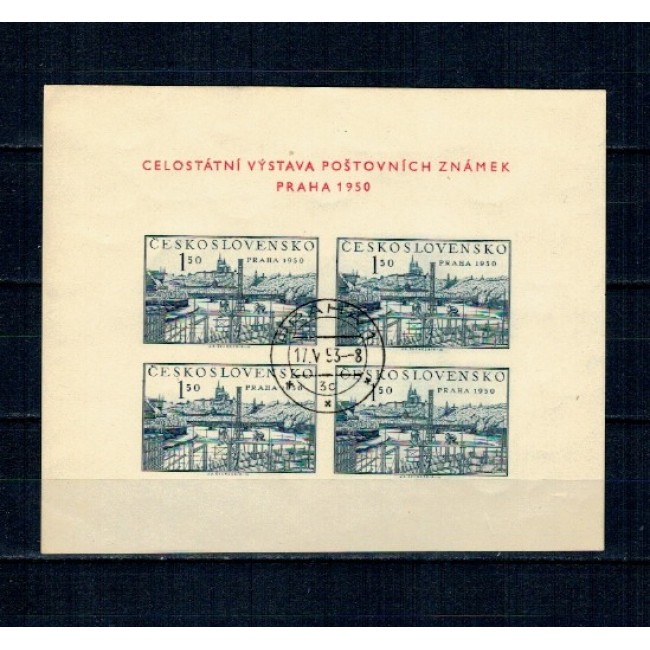 Cehoslovacia 1950 - Expo filatelic, colita stampilata