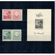 Cehoslovacia 1938 - Presedintele Masaryk, serie nestampilata cu viniete si colita nestampilata, cu sarniere