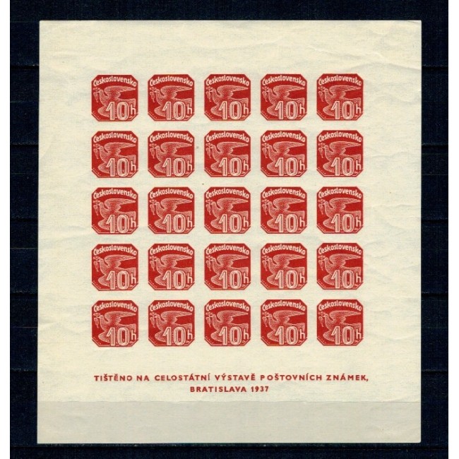 Cehoslovacia 1937 - Expo Bratislava, minicoala nestampilata, cu sarniere