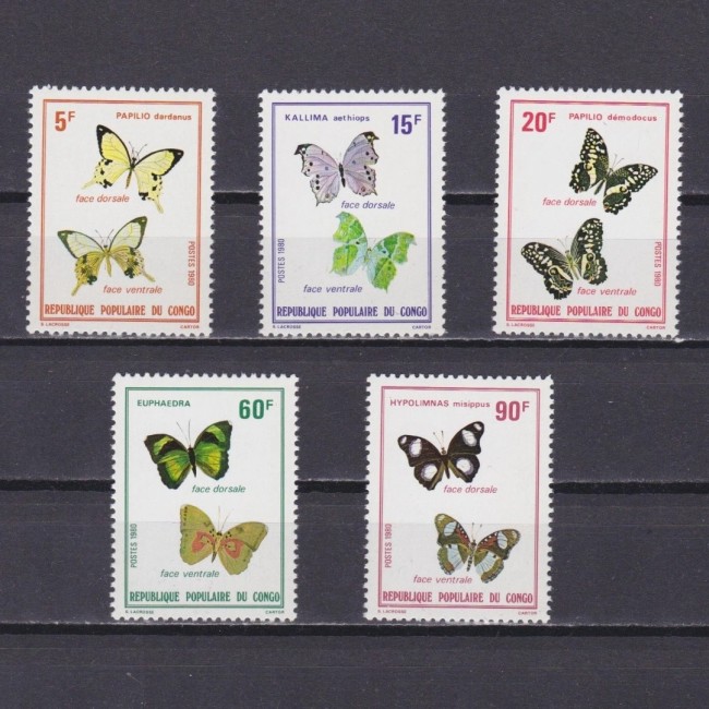 Congo 1980 - Fluturi, serie neuzata