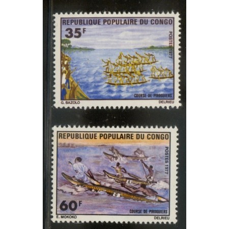 Congo 1977 - Pirogi, curse, canoe, serie neuzata