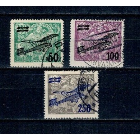Cehoslovacia 1922 - Posta Aeriana, supratipar, serie stampilata