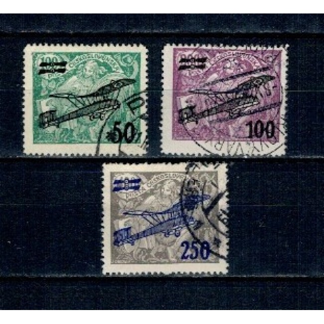 Cehoslovacia 1922 - Posta Aeriana, supratipar, serie stampilata