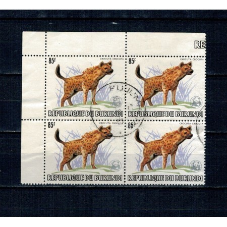 Burundi 1983 - Fauna WWF, hiena, bloc de 4 stampilat, foarte rar!